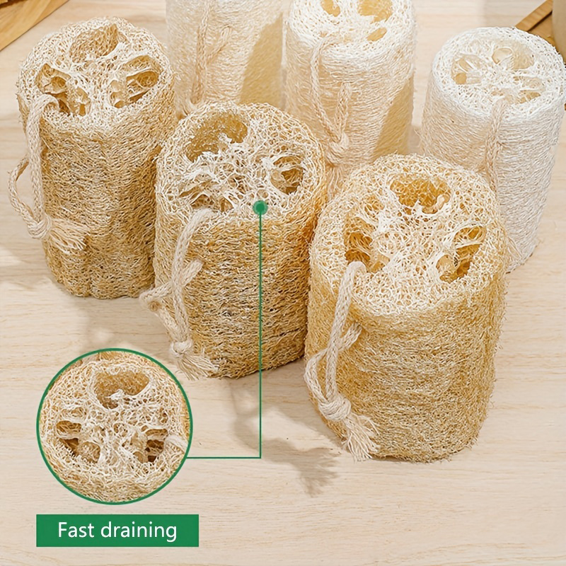 2pcs Natural Loofah Sponge Towels: Exfoliating Scrub for Shower Gel, Body Massage, Dishwashing & More!