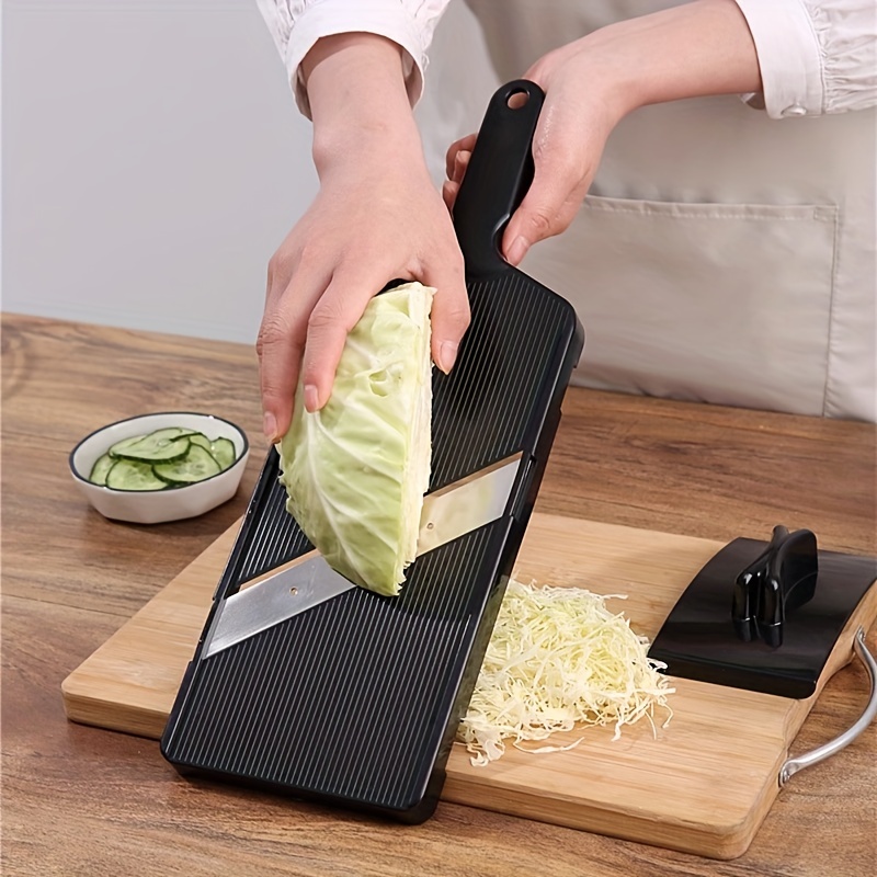 1 Set, Mandoline Food Slicer For Kitchen, Julienne Vegetables Shredders, Cabbage Slicer, Cabbage Shredders For Red Onions, Vegetable Slicer With Cleaning Brush And Safety Hand Guard, Vegetable Cutter, Potato Slicers, Kitchen Stuffs, Kitchen Gadgets