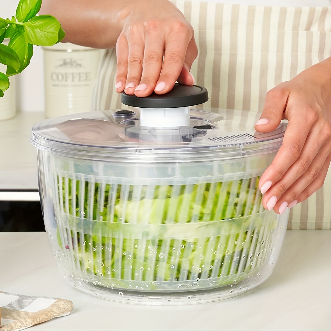 1pc, Vegetables Dryer, Salad Spinner, Fruits Basket, Salad Spinner Lettuce Dryer, Vegetables Washer Dryer, Fruit Drainer, Lettuce Spinner, Drain Basket, Colander Basket, Drying Machine, Useful Kitchen Tools, Kitchen Stuff, Kitchen Gadgets